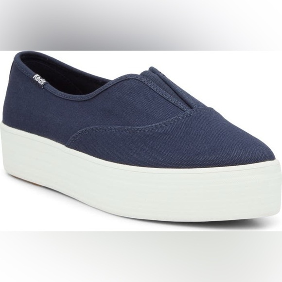 NEW Keds Pointed Toe Platform Sneakers Slip On White Navy Womens 6 NWOT - Picture 2 of 8